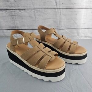 Free People 8.5 Tan Mykonos Fisherman Platform Wedge Sandals NWOT NWOB $178